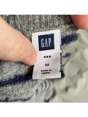 Gap Gray and Navy Stripe V Neck Sweater thumbnail 9