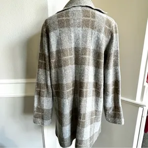 Joseph A Tan and Gray Plaid Sweater Jacket Small thumbnail 7