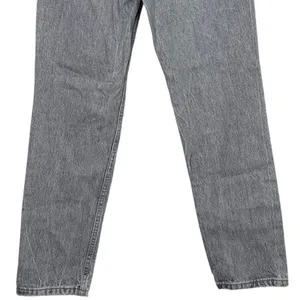 ZARA Straight Leg High Waisted Distressed Jeans Raw Hem 2 Rinsed Black #3900 thumbnail 7
