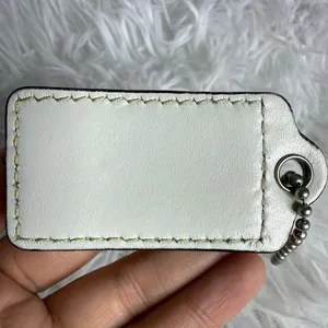 2.5" COACH Colorblock White Yellow Fob Bag Charm Hang tag Hangtag thumbnail 2