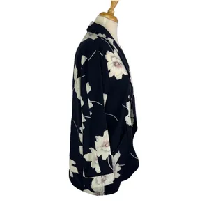 Sienna Sky Sz Medium Light Weight Open Front Blazer Jacket Navy and White Floral thumbnail 5