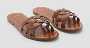 MNG Mango Brown Leather Intertwined Strap Sandals Casual Everyday EU 39 US 8.5 thumbnail 1