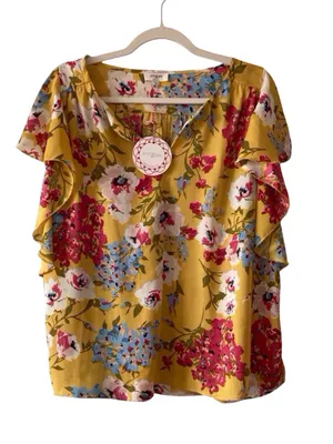 Umgee Floral V‑Neck Blouse NWT – M – Lightweight Polyester thumbnail 11