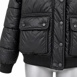 Abercrombie & Fitch Black Puffer Jacket Detachable Hood Water Resistant Medium thumbnail 6