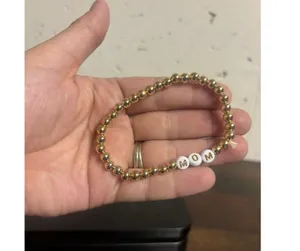 Unbranded Gold tone Beaded MOM Bracelet | Stretch Letter Charm Gift for Mom thumbnail 3