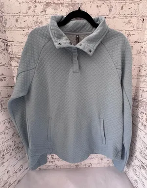 KUHL Quinn Quilted Pullover Light‎ Blue Snap Neck Sweater Womens XL 108846 thumbnail 1