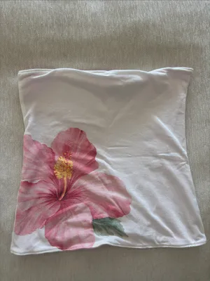 Hollister Tube Top with Pink Hibiscus Print thumbnail 2