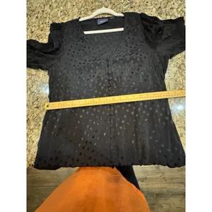 Anthropologie Maeve‎ Eudora Midi Dress in Black Swiss Dot Print Size 12 Sheer thumbnail 13
