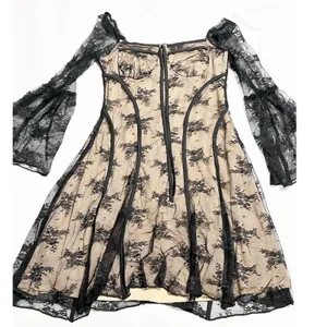 Womens Whismisgoth Black Lace Vampy Witchy Long Sleeve Dress‎ Square Neck Size M thumbnail 3