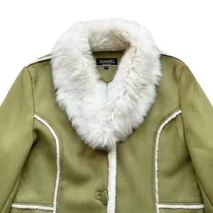 🔃Novelti Adorable Junior Green Faux Suede Faux Fur Jacket thumbnail 4