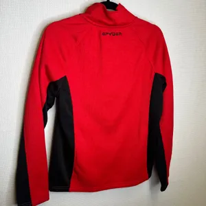 Spyder Womens Red Black Waffle Knit Quarter Zip Fleece Pullover SPFDD033 Small thumbnail 2