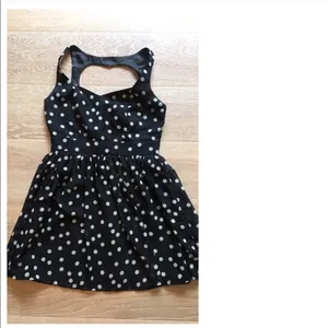 Aqua Polka Dot Mini Sweetheart Dress Black White S thumbnail 4