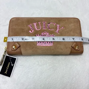Juicy Couture Brown Wallet‎ with Pink Crown Embellishments NeW thumbnail 7