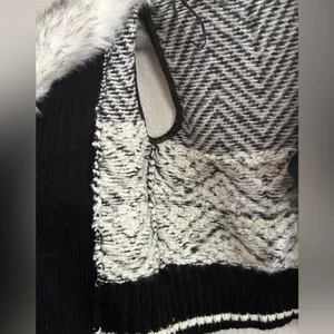 Guess Black & White Women's Faux-Fur Collar Jacket Vest S thumbnail 10