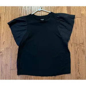 Old navy black flutter sleeve combo top size large thumbnail 7