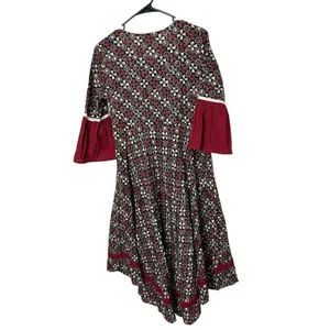 Celestia Designs‎ Maroon Cambric Cotton Floral Printed Kurta Dress Size L thumbnail 7