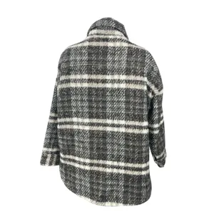 Missguided Gray Wool Plaid Collared Long Sleeve Button Down Shirt Coat Jacket 6 thumbnail 3