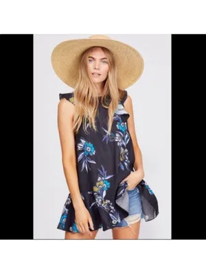 Free People Summer in Tulum linen floral Mini Dress small thumbnail 6