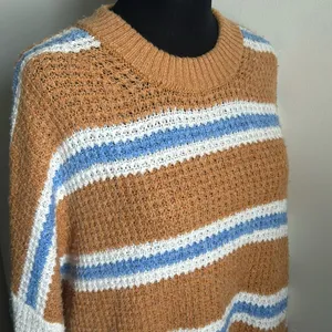 American Eagle Oversized Drop Shoulder Striped Fuzzy Cozy Knit Sweater thumbnail 3