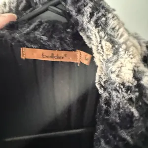 Baldin Cardigan Y2k Sm Black Faux‎ Fur Collar Ribbed Knit Sweater Jacket Grunge thumbnail 6