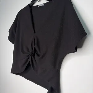 ZARA women’s Size S Black Twist Front Cut Out V Neck Top(A213)&✨ thumbnail 4