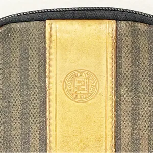 Fendi Vintage Brown‎ Striped Full Zip Coin Purse Accessory Pouch Wallet thumbnail 2