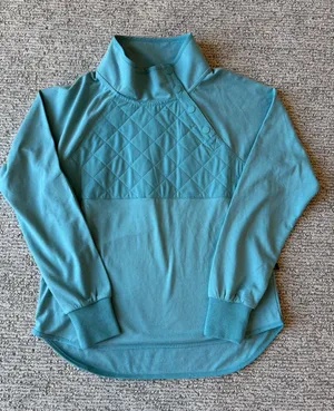 Swannies‎ Golf Women's Teal Quilted Panel Pullover Sweater Comfort Size Small thumbnail 1