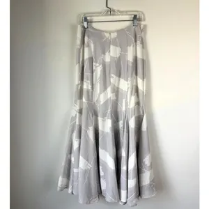 Anthropologie Keepsake Mermaid Maxi Skirt Grey White Abstract Women's Size Small thumbnail 3