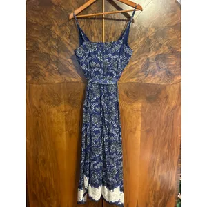 GUESS Bali Printed Midi Dress Blue FLIRTY FEMININE Slip Faux Size Medium M Belt thumbnail 9