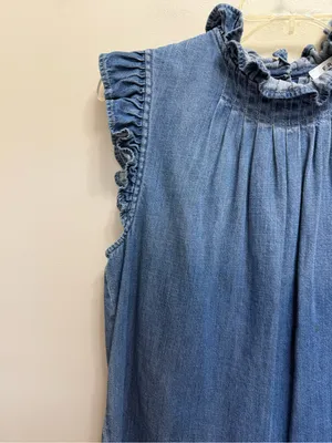 Frame Denim Joanie Top Sleeveless Ruffle Blue Size S thumbnail 6