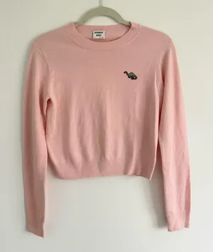 Aritzia Sunday Best Abby Long Sleeve Cropped Sweater Dino Patch Size Small thumbnail 1