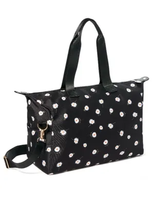 NWT Alice + Olivia Canvas Black Floral Daisy Weekender Duffel Bag thumbnail 2