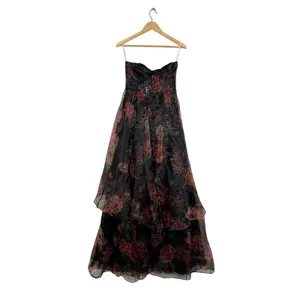 Lulus Truly Extraordinary Dress Women's Small Black Floral Organza Strapless NWT thumbnail 6