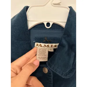 AMI Women Teal Blue Corduroy Trucker‎ Jacket Small Button Front Utility Coat S thumbnail 2