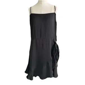 Express Black Ruffle Square Neck Wrap Mini Dress Womens Large NWT Tie Waist thumbnail 15