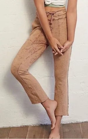 Free People Movement Comfy Acid Wash Lounge Flare Bootcut Pant Boho Size Small thumbnail 1