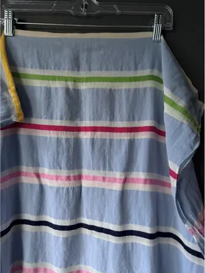 Light Blue Striped Lightweight Scarf with Fringe Edges thumbnail 5