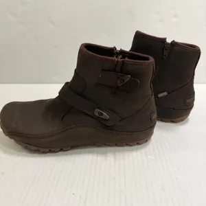 Merrell GripDry Bootie Boots Womens 7.5 Brown Leather Ankle Zip Strap Gorpcore thumbnail 5