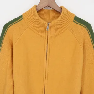 Track Jacket Womens Large Yellow Knit Ribbed Full Zip Mock Neck Raglan Sleeve thumbnail 2