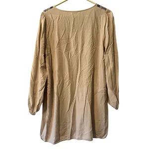 Umgee Long Sleeve Tie Neck Tassel Tunic Top‎ Mini Dress Size Medium Boho Peasant thumbnail 2