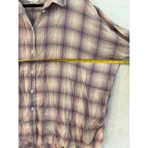 American Eagle Plaid Button Down Shirt Womens Small Oversized Roll Tab thumbnail 4
