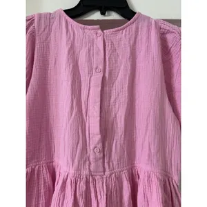 &merci Pink Gauze Mini Babydoll Dress Puff Sleeve Cotton Women’s Small Cottage thumbnail 6