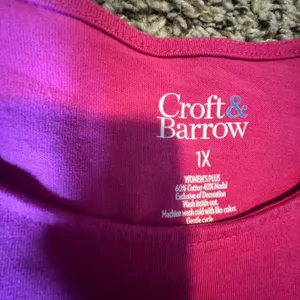 Croft & Barrow Womens 1X Magenta‎ Pink Crochet Lace Long Sleeve Top Blouse thumbnail 3