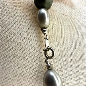 Trifari vintage grey faux pearl long necklace thumbnail 8