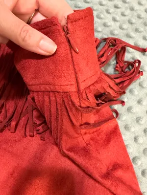Express Red Fringe Mini Skirt thumbnail 3