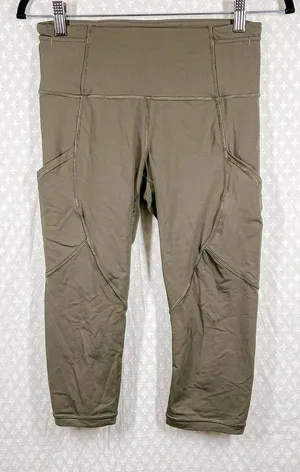 Lululemon‎ Olive Green Pocket Cropped Leggings thumbnail 1