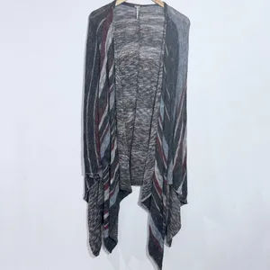 Free People Big‎ Trail Poncho Cardigan Sweater Blue Multi Large Festival Indie thumbnail 4