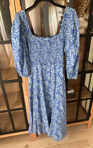Elizabeth and James Olivia James The Label maxi dress smocked puff long sleeve floral block cotton thumbnail 1