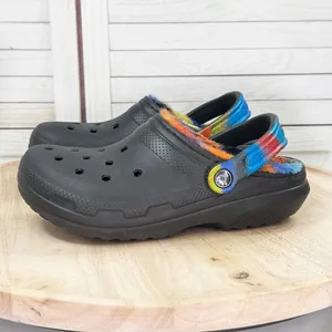 Crocs Classic Tie‎ Dye Faux Fur Lined Slip On Clogs Black Multi Womens Size 6 thumbnail 3