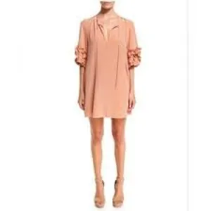 SEE by CHLOE Luxe Silk Mini Dress Dusty Nude 36 Small S LUXURY FEMININE Pockets thumbnail 2